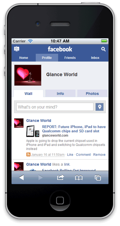Facebook Mobile Interface