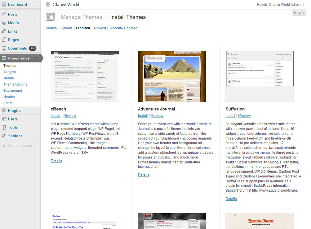 WordPress 3.2 Theme View